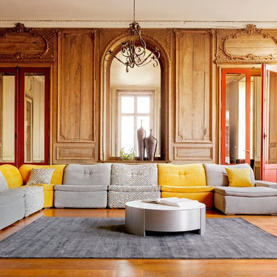 Example of a trendy formal and enclosed living room design in London