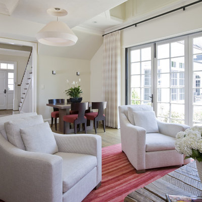 Inspiration for a contemporary open concept living room remodel in DC Metro with beige walls