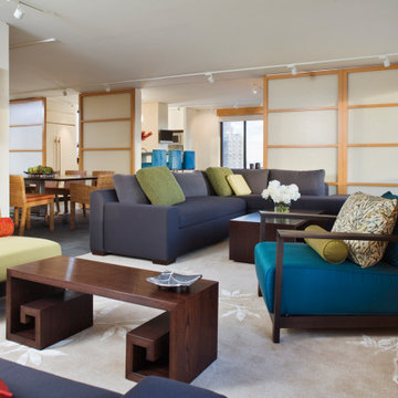 Living Room and Sunroom With Sliding Doors