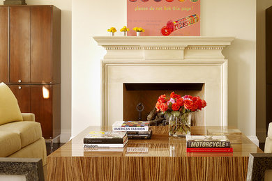 Photo of a contemporary living room in San Francisco with white walls.