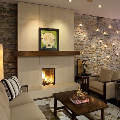 Living room - contemporary living room idea in Minneapolis with no tv