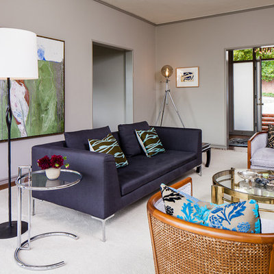 Living room - transitional living room idea in San Francisco with gray walls