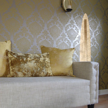 Living Room Design, Golden Sanctuary