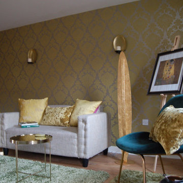 Living Room Design, Golden Sanctuary