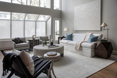 Example of a mid-sized minimalist loft-style living room design in Houston