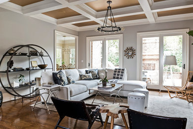 Example of a mid-sized eclectic open concept living room design in Charlotte