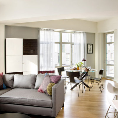 Inspiration for a contemporary open concept living room remodel in Boston