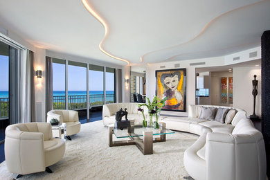 Trendy formal living room photo in Miami with white walls, no fireplace and no tv