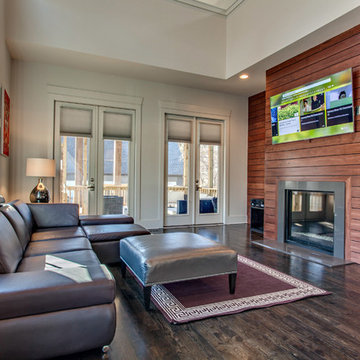 Living Room - Horizontal Wood Fireplace Surround