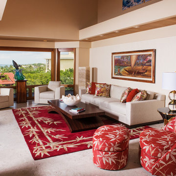Living Room in Artistic Wailea Oceanview Remodel
