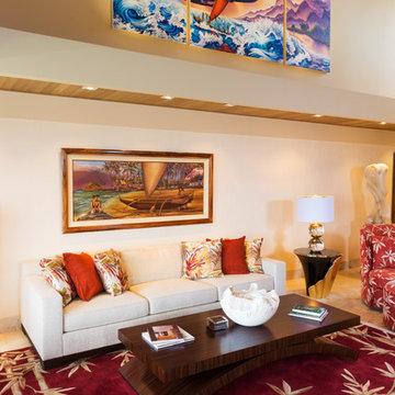 Living Room in Artistic Wailea Oceanview Remodel