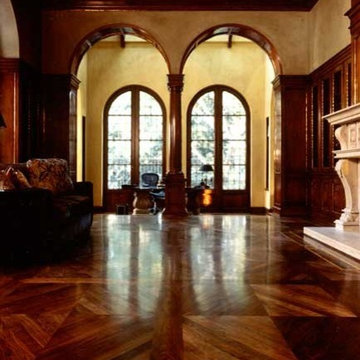 Living Room in Tuscan Villa With Walnut Parquet Floors