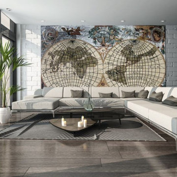 Living Room Inspiration - Old World Map Mosaic Marble