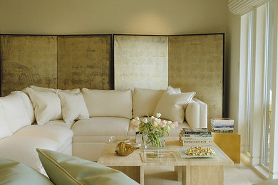 Imagen de salón contemporáneo con paredes beige