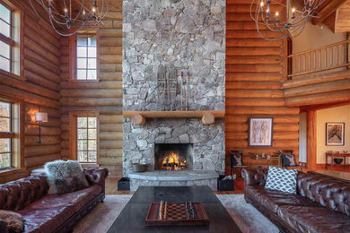 Living room - rustic living room idea in New York