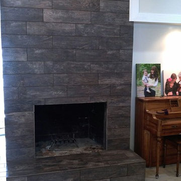 Living Room Renovation- Updated Tile Fireplace