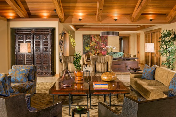 Tropical Living Room by Saint Dizier Design