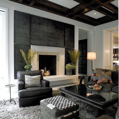 Living room - contemporary living room idea in Chicago with a standard fireplace
