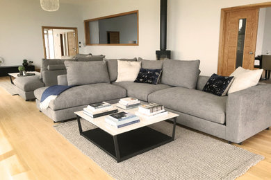 Design ideas for a large modern living room in Devon.