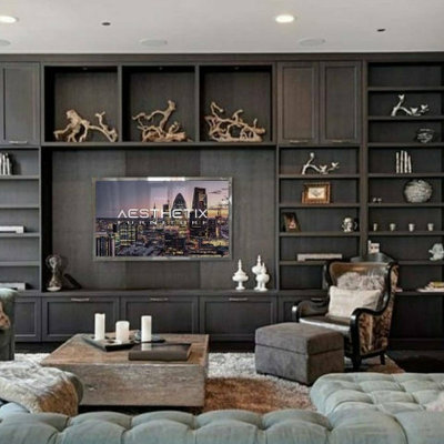 Living room - living room idea with a media wall