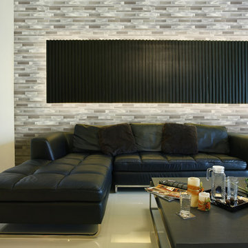 Living Room with Aluminum Accent Wall Tile