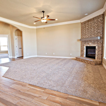 Living Room with Corner Fireplace