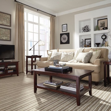 Living Room with Dark Hardwood and Neutral Accents, Shaker Cottage Collection