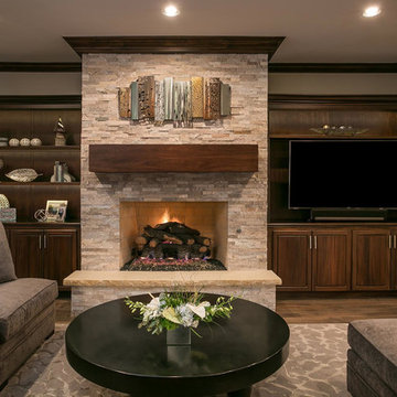 Living Room with Fireplace and TV