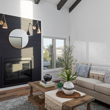 Living Room with Fireplace | Complete Remodel | Hollywood Hills