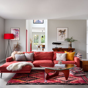 Living Room with Global Eclectic Style - Long Island, NY