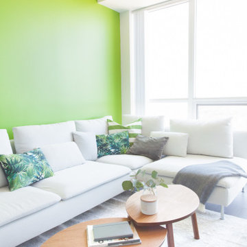 Living Room with Green Accent Wall