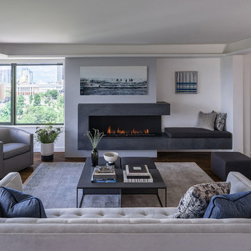 Living Room with Modern Fireplace