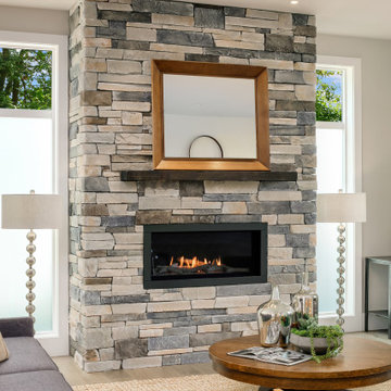 Living Room with Standout Fireplace