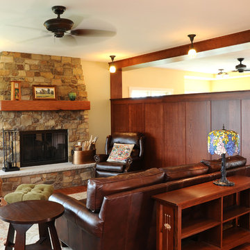 Living Room with Stone Fireplace