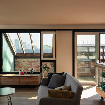 Living room with the balcony facing the city