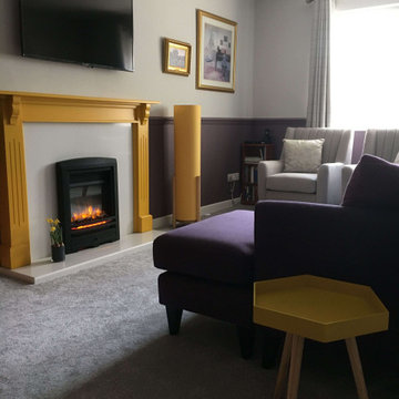 Living Room with the Yellow Fireplace