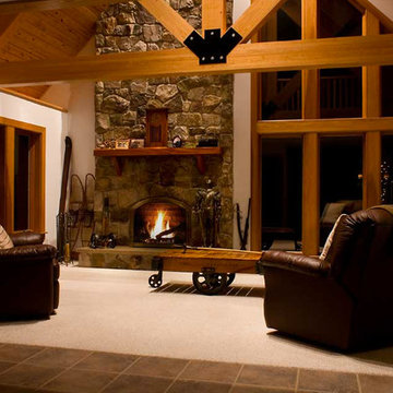 Living Room with Timber truss roof