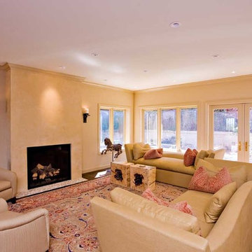 Living Room with Venetial Plaster Fireplace
