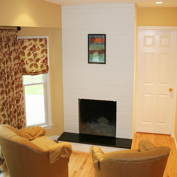 Living Room with White Fireplace
