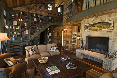 Example of a mountain style living room design in Birmingham