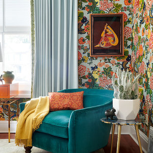 75 Beautiful Medium Tone Wood Floor and Red Floor Living Room Pictures