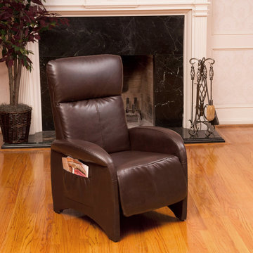 Living Space featuring Brown Leather Recliner