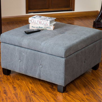 Living Space Featuring Contemporary Storage Ottoman