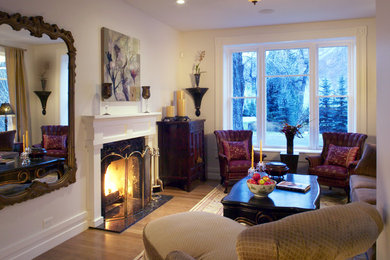 Transitional living room photo in Denver