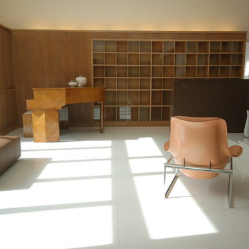 Livingroom with original cabinetry