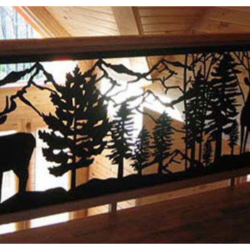 Loft & Balcony Railing Panel with Deer in the Forest