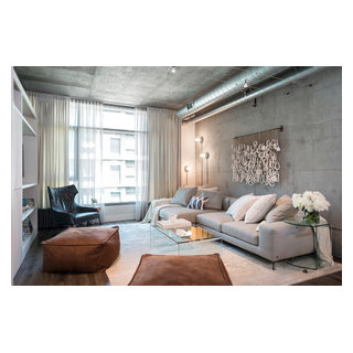View of LOFT | Luxury Industrial Loft Makeover DTLA - Industrial - Living Room ...