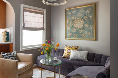 Small transitional living room photo in San Francisco with gray walls