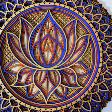 Lotus Flower Mandala, Colored Mandala, Nice Wooden Wall Hanging