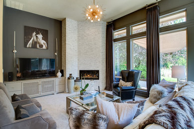 Living room - contemporary living room idea in Boise